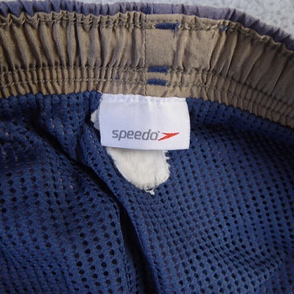 Vintage Speedo Swim Trunks Mens Large Blue Faded Lined Nylon Shorts 90s